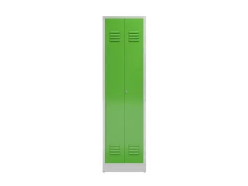 Lockerkast 1800x500x500mm 2 vakken, klinksluiting, RAL6018