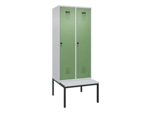 locker met bank,HxBxD 2120x800x815mm,2vak,vak B 400mm,draaigrendel