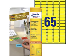 Gekleurde Etiketten Avery Zweckform 38.1x21.2mm Geel 1300 stuks - 1