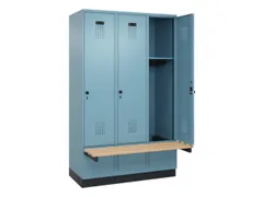 locker met bank,HxBxD 1950x1200x815mm,3vak,vak B 400mm,draaigrendel