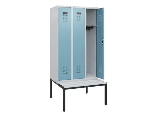 locker met bank,HxBxD 1950x900x815mm,3vak,vak B 300mm,cilinderslot
