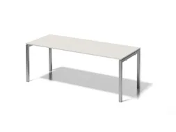 bureau HxBxD 740x2000x800mm blad grijswit 4-voeten zilverkleurig