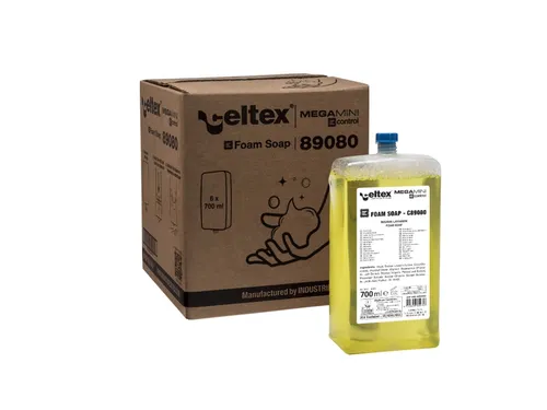 Handzeep Celtex Megamini M E-Control Lemon 700 ml doos a 6 stuks