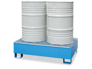 Opvangbak Staal Bxdxh 1250X820X340Mm Voor 2X200L Vaten Blauw - 1