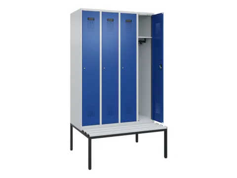 locker met bank,HxBxD 2120x1200x815mm,4vak,vak B 300mm,cilinderslot