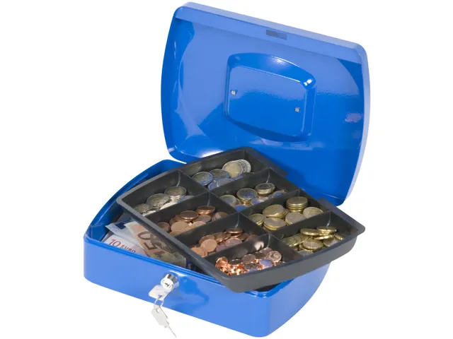 Geldkoffer Blauw 255x200x85mm Inclusief 2 Sleutels