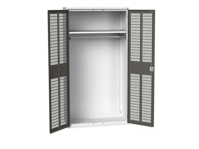 Lockerkast 2000x1050x550mm 1 vak, dubbele ventilatiedeur, RAL7016