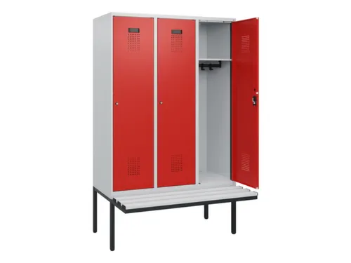 locker met bank,HxBxD 1950x1200x815mm,3vak,vak B 400mm,cilinderslot