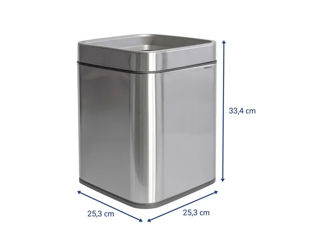 9501594 Afvalbak MAULprime 15L edelstaal 25.1x25.1x32.2cm zilver