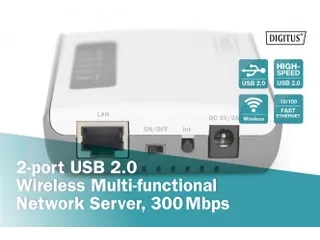 2-poorts USB 2.0 draadloze multifunctionele netwerkserver 300 Mbps - 8
