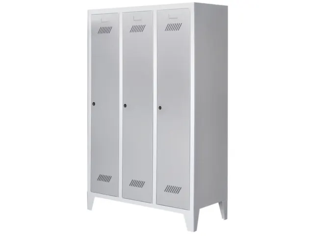 lockerkast v. kinderen,HxBxD 1600x930x500mm,3vak,RAL7035,front RAL7016
