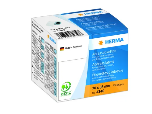 HERMA 4340 Adresetiketten voor Schrijfmachines op rol 70x38mm 250 stuk