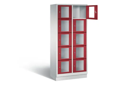 Lockerkast 1800x810x500mm 2x5 vakken Cilinderslot, Sokkel, RAL3003