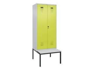 PBM-locker met bank,HxBxD 2120x800x815mm,2vak,vak B 400mm,draaigrendel - 2