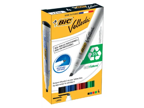 Viltstift Bic 1751 Whiteboard Schuin Assorti 3.7-5.5mm Set À 4St