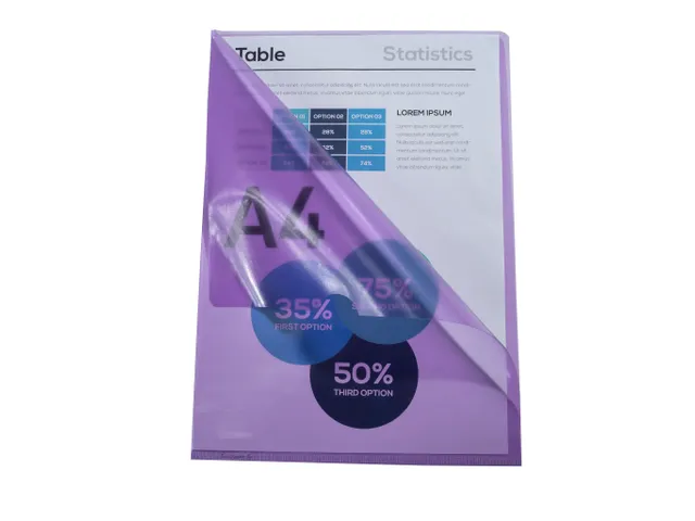 100 L-Mappen A4 0.13mm Glad Pvc Sterke Kwaliteit paars