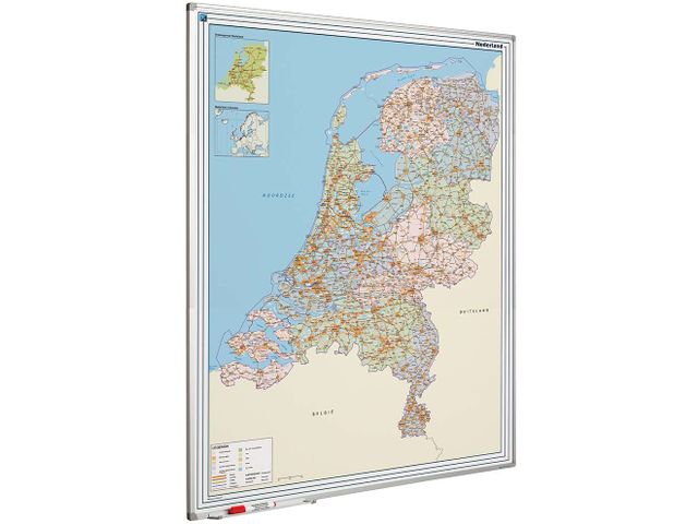 Landkaart Bord 120x90 Softline Profiel 8mm Nederland Wegenkaart