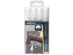 Securit Waterproof Krijtmarker Medium Wit, Etui Met 4 Stuks