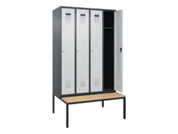locker met bank,HxBxD 2120x1200x815mm,4vak,vak B 300mm,cilinderslot