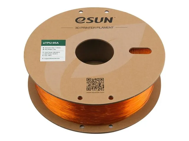 3D Printer Filament eTPU-95A eSun 1,75mm Transparant Oranje 1kg