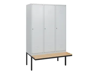 locker met bank,HxBxD 1950x1200x815mm,3vak,vak B 400mm,cil.-slot - 1