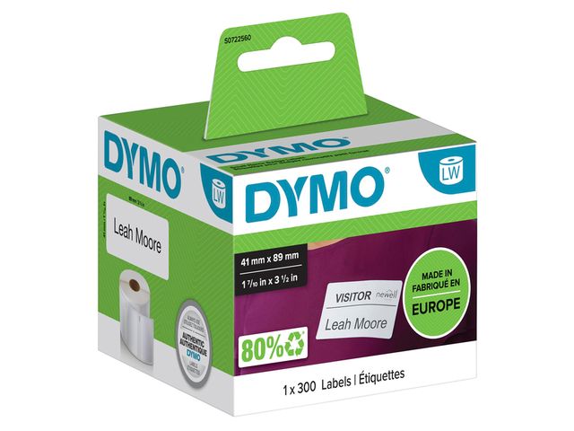 Etiket Dymo 11356 Labelprint Naambadge Label 41x89mm S0722560 | LabelprinterEtiketten.nl