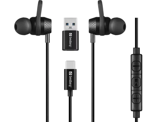 Sandberg USB-C/A In-Ear oordopjes met Line-Mic Zwart