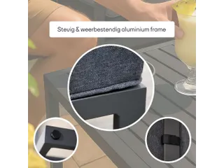 Loungeset aluminium Zwart/Antraciet 8-zits tuinset met bijzettafel - 5