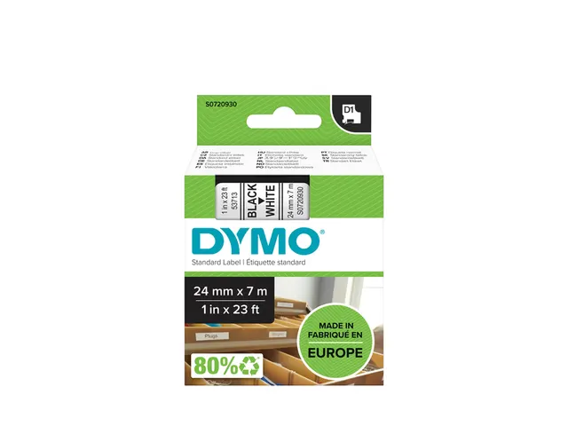 Labeltape Dymo 53713 D1 S720930 24mmx7m zwart op wit
