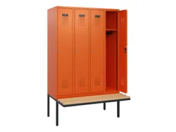 locker met bank,HxBxD 1950x1200x815mm,4vak,vak B 300mm,cilinderslot