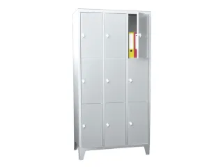 lockerkast,HxBxD 1850x900x500mm,3x3vakken,RAL7035,front RAL7016 - 1