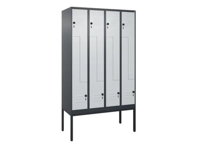 Z-garderobekast,HxBxD 2120x1200x500mm,vak B 150/300mm,draaigrendel