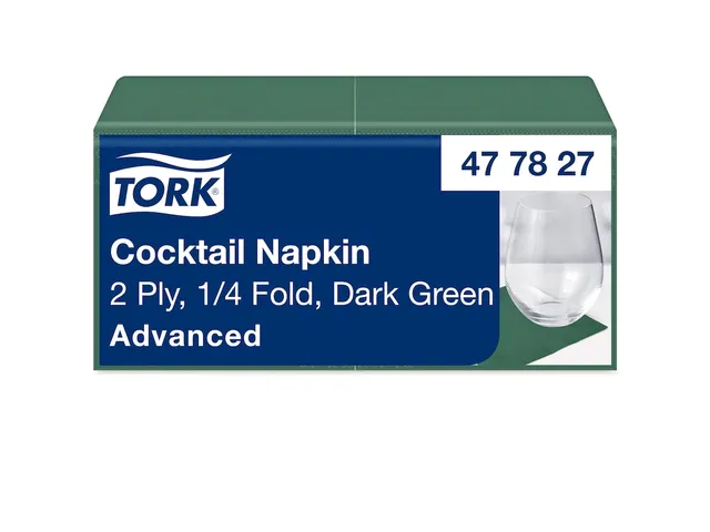 Tork 477827 Cocktailservet Advanced Donkergroen 24x24cm
