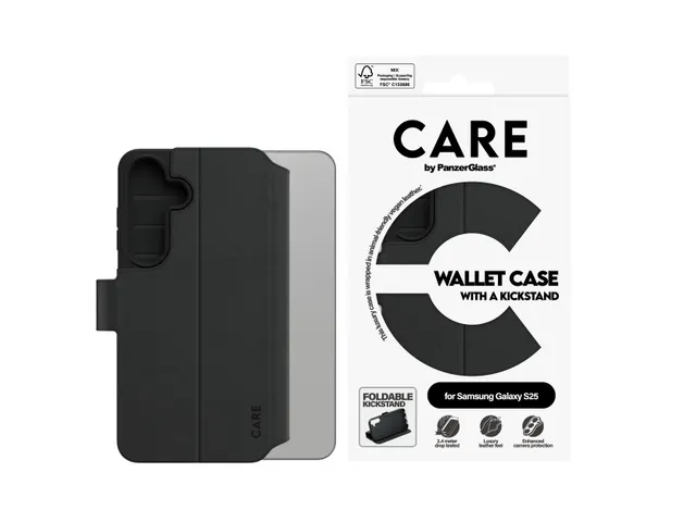 PanzerGlass CARE by Wallet Case w. Kickstand Samsung Galaxy S25,