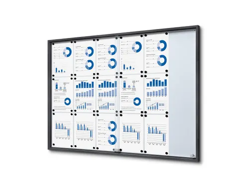 Vergrendelbaar notitiebord Indoor Slim 18xA4 Schuifdeuren Antraciet