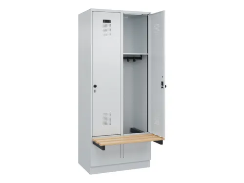 locker met bank,HxBxD 1950x800x815mm,2vak,vak B 400mm,draaigrendel