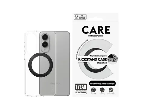 PanzerGlass CARE by Kickstand Case Transparent w. Qi Samsung S25