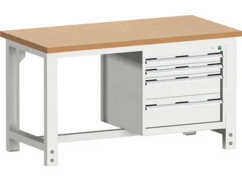 établi HxlxP 740-1140x1500x750mm plateau hêtre rouge force 1500kg