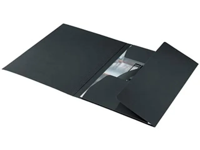 Recycle elastomap met 3 kleppen uit karton A4 zwart