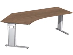 In hoogte verstelbaar hoekbureau 680-820x2166x1130mm noten zilver