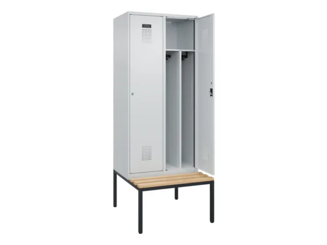 locker met bank,voor scheiding van kleding,HxBxD 2120x800x815mm,2vak