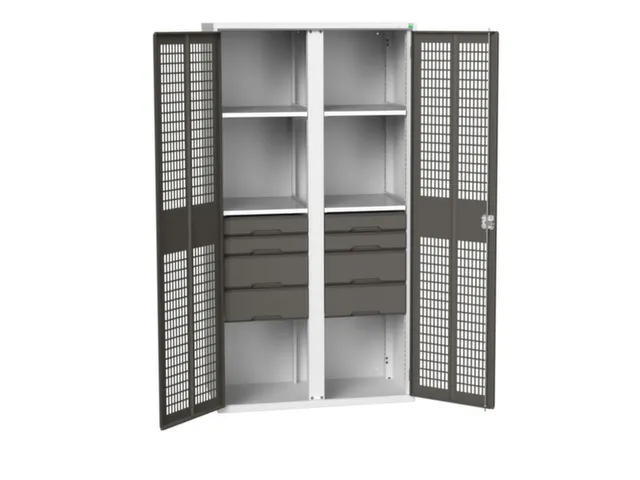 universele kast,HxBxD 2000x1050x550mm,4xStalen bodem,8lade(n)