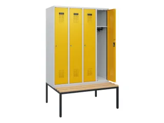 locker met bank,HxBxD 1950x1200x815mm,4vak,vak B 300mm,cilinderslot - 1