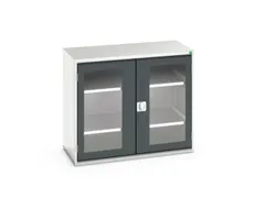 vitrinekast 900x1050x550mm 2xStalen bodem romp RAL7035 front RAL7016