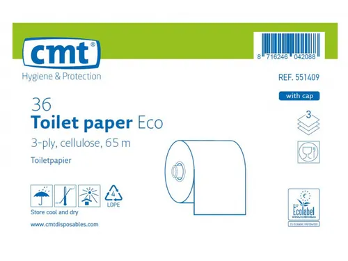 Toiletpapier Eco Cellulose met dop 3-laags 36 Rol