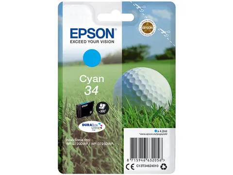 C13T34624010 EPSON WF Inkt cyaan ST 300 pagina's 4,2ml