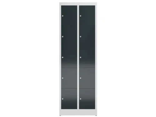 Lockerkast 1800x590x500mm 2x5 vakken cilinderslot, sokkel, RAL7016