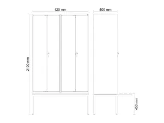 locker met bank,voor scheiding van kleding,HxBxD 2120x1200x815mm,4vak - 3
