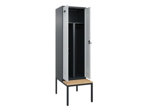 PBM-locker met bank,HxBxD 2120x600x815mm,2vak,vak B 300mm,draaigrendel
