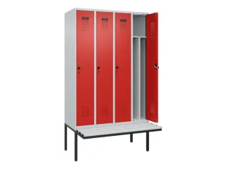 locker met bank,voor scheiding van kleding,HxBxD 2120x1200x815mm,4vak - 1
